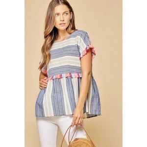 Stripe Print Babydoll Top